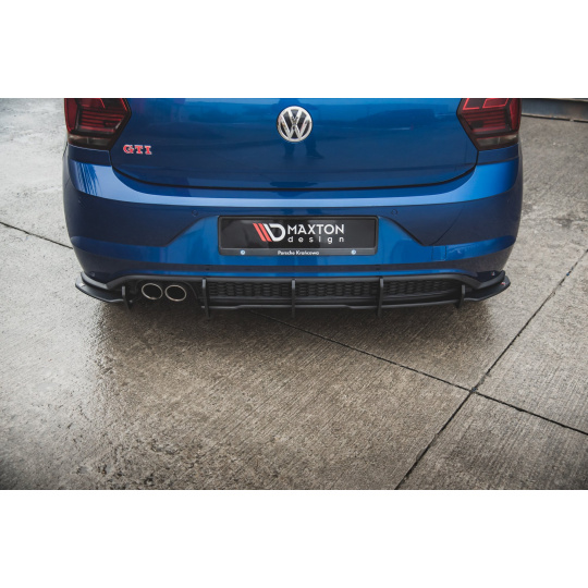 Maxton Design "Racing durability" vložka zadního nárazníku pro Volkswagen Polo GTI Mk6, plast ABS bez povrchové úpravy, s červenou linkou