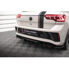 Maxton Design středový spoiler pod zadní nárazník s žebrováním pro Volkswagen T-roc R Mk1, černý lesklý plast ABS, vč. R-Line