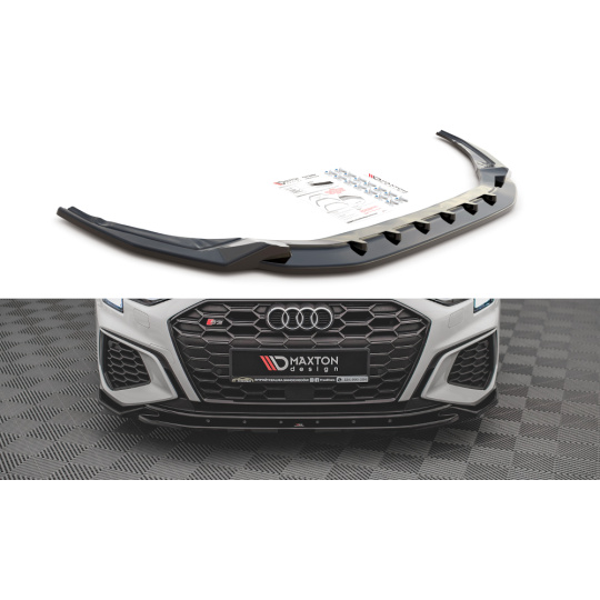 Maxton Design spoiler pod přední nárazník ver.2 pro Audi S3 8Y, černý lesklý plast ABS