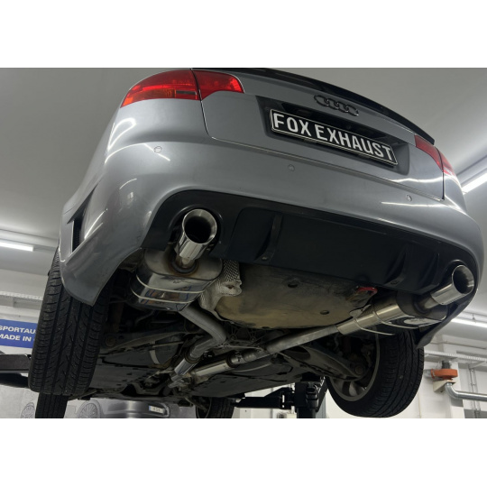 Fox Sportauspuff koncový tlumič výfuku s koncovkou 1x100 Typ 25 na obou stranách pro Audi A4 B7 s motorem 1.8, 2.0, 2.0 TDI, 3.0 TDI, quattro DTM Edition