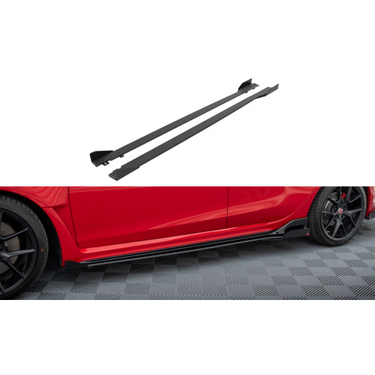 Maxton Design "Street Pro" difuzory pod boční prahy s křidélky pro Honda Civic Mk11 Type-R, plast ABS bez povrchové úpravy, s červenou linkou