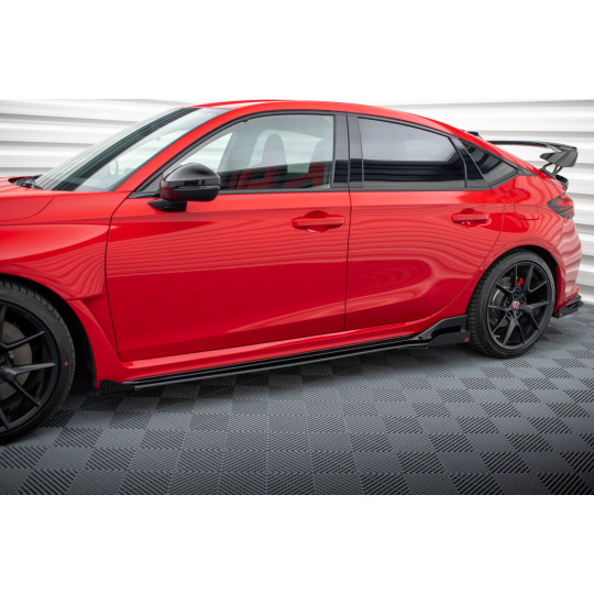 Maxton Design "Street Pro" difuzory pod boční prahy s křidélky pro Honda Civic Mk11 Type-R, plast ABS bez povrchové úpravy, s červenou linkou