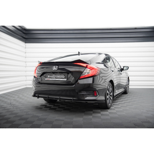 Maxton Design "Street Pro" difuzor zadního nárazníku pro Honda Civic Mk10, plast ABS bez povrchové úpravy, s černou a červenou linkou
