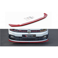 Maxton Design spoiler pod přední nárazník ver.2 pro Volkswagen Polo GTI Mk6, červený lesklý plast ABS