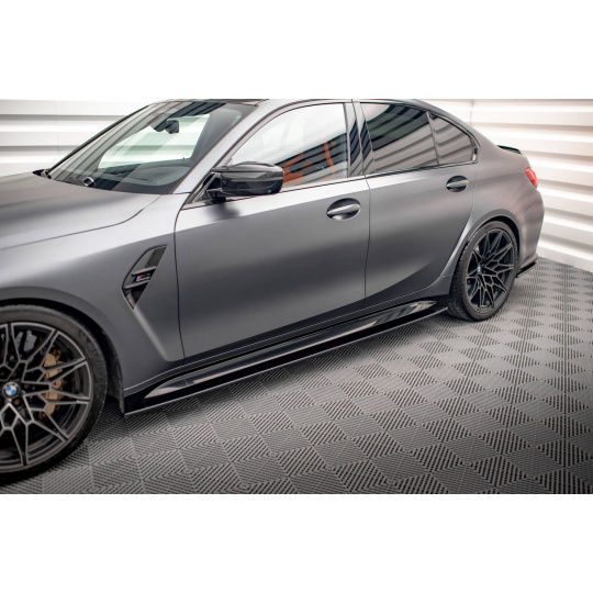 Maxton Design difuzory pod boční prahy pro BMW M3 G80, černý lesklý plast ABS