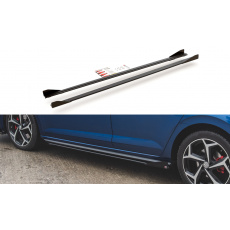Maxton Design "Racing durability" difuzory pod boční prahy s křidélky pro Volkswagen Polo GTI Mk6, plast ABS bez povrchové úpravy, s červenou linkou