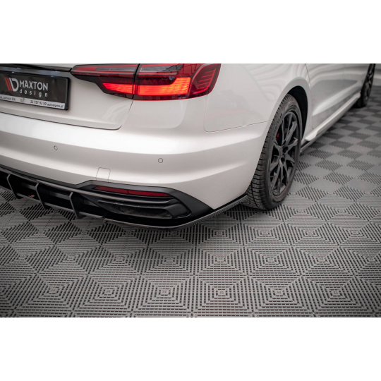 Maxton Design boční difuzory pod zadní nárazník pro Audi A4 B9 FL, černý lesklý plast ABS