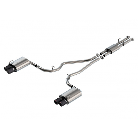 Borla Cat-Back výfukový systém "ATAK" pro Ford Explorer ST 3,0l V6 EcoBoost s automatickou převodovkou, AWD, 4-dvéř., r.v. 2020, typ koncovek: karbonové se světlými středy