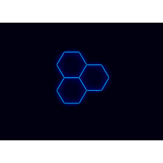 Kompletní LED hexagonové svítidlo modré, rozměr: 3 elementy 168 x 166 cm