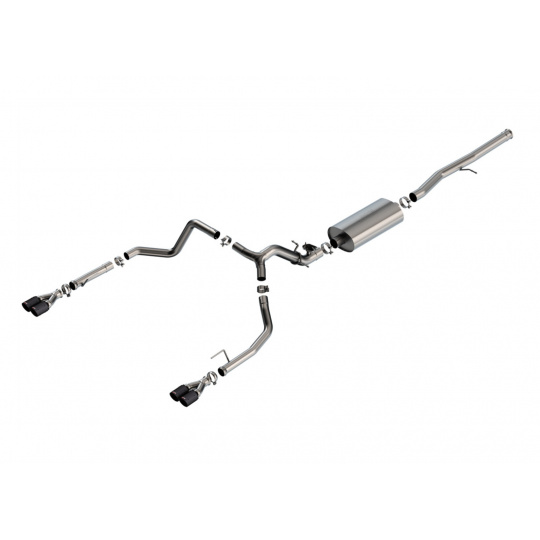 Borla Cat-Back výfukový systém "Touring" pro GMC Sierra 1500 6.2L V8, automat, 2WD/4WD, EC s SB (6'7") 147.4" WB/ CC s SB (5'10") 147.4" WB, typ koncovek: karbonové