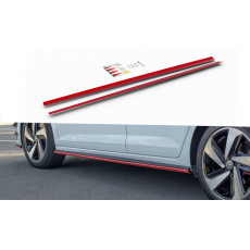 Maxton Design difuzory pod boční prahy pro Volkswagen Polo GTI Mk6, červený lesklý plast ABS