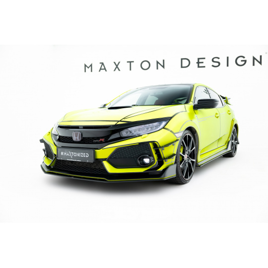 Maxton Design "Racing durability" spoiler pod přední nárazník ver.2 pro Honda Civic Mk10 Type-S/R, plast ABS bez povrchové úpravy, s červenou linkou