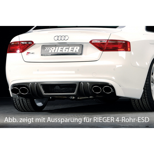 Rieger spoiler pod zadní nárazník pro Audi A5 B8, B81 Sportback před faceliftem r.v. 06/07-07/11, plast ABS s povrchovou úpravou Carbon-Look, S-Line, pro orig. koncovky na obou stranách