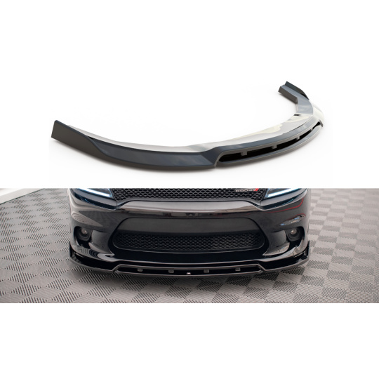 Maxton Design spoiler pod přední nárazník pro Dodge Charger Mk7 Facelift SRT, černý lesklý plast ABS