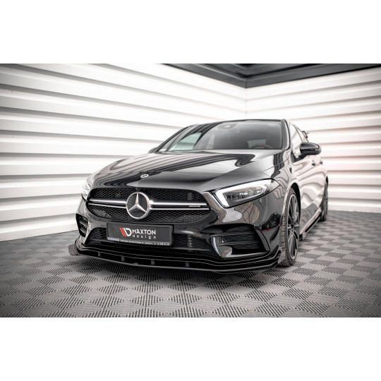 Maxton Design "Street Pro" spoiler pod přední nárazník s křidélky pro Mercedes třída A W177 A35 AMG Aero, W177 AMG-Line Aero, plast ABS bez povrchové úpravy