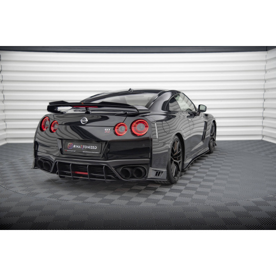 Maxton Design "Street Pro" difuzor zadního nárazníku pro Nissan GT-R R35 Facelift, plast ABS bez povrchové úpravy, s červenou linkou