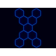 Kompletní LED hexagonové svítidlo modré, rozměr: 9 elementů 246 x 386 cm tvar X