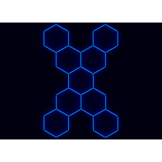 Kompletní LED hexagonové svítidlo modré, rozměr: 9 elementů 246 x 386 cm tvar X Kompletní LED hexagonové svítidlo modré, rozměr: 9 elementů 246 x 386 cm tvar X