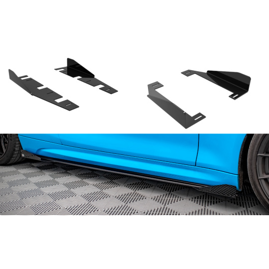 Maxton Design křidélka bočních difuzorů pro BMW M2 F87, černý lesklý plast ABS