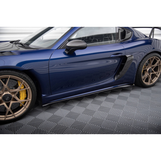 Maxton Design difuzory pod boční prahy pro Porsche Cayman GT4 RS 982c, černý lesklý plast ABS