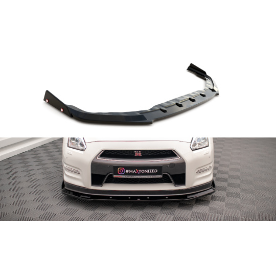 Maxton Design spoiler pod přední nárazník s křidélky pro Nissan GT-R R35 Facelift, černý lesklý plast ABS