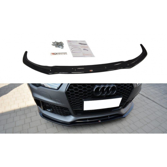 Maxton Design spoiler pod přední nárazník ver.1 pro Audi RS7 C7 FL, černý lesklý plast ABS