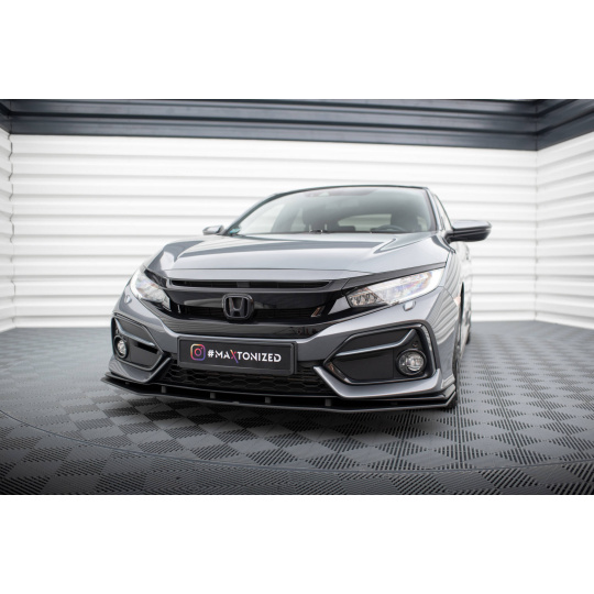 Maxton Design "Street Pro" spoiler pod přední nárazník pro Honda Civic Mk10 Sport, plast ABS bez povrchové úpravy, s červenou linkou