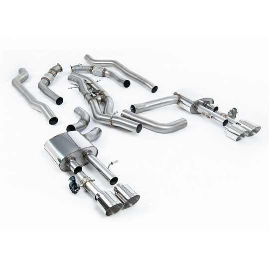 Milltek Sport výfukový systém OPF/GPF Back bez rezonátoru (hlasitější) (Twin 80mm) pro Audi S8 D5 4.0 TFSI V8 Sedan (s OPF/GPF UK/Euro modely) 2020-2024, typ koncovek: GT-115 leštěné