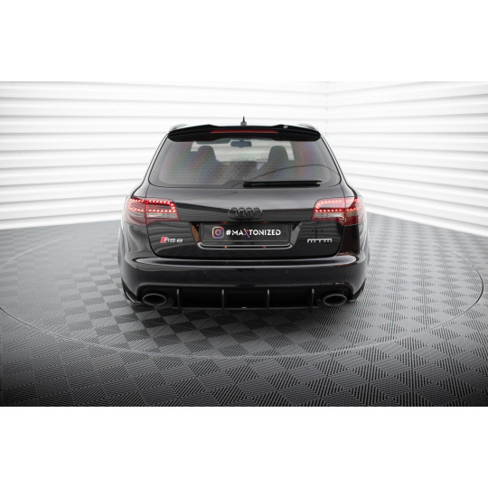 Maxton Design "Street Pro" difuzor zadního nárazníku pro Audi RS6 C6, plast ABS bez povrchové úpravy, s černou a červenou linkou
