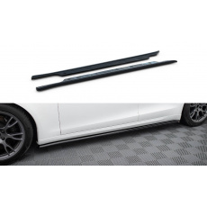 Maxton Design difuzory pod boční prahy ver.2 pro Tesla Model S Plaid Mk1 Facelift, černý lesklý plast ABS