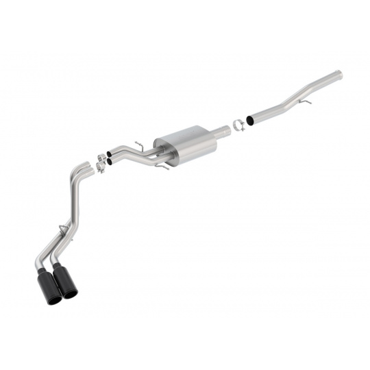 Borla Cat-Back výfukový systém "S-Type" typ 18 pro Chevrolet Silverado 1500 6,2l EC/SB 78,7", CC/SHB 69,3", WB 143,5" r.v. od 14-18, typ koncovek: černé