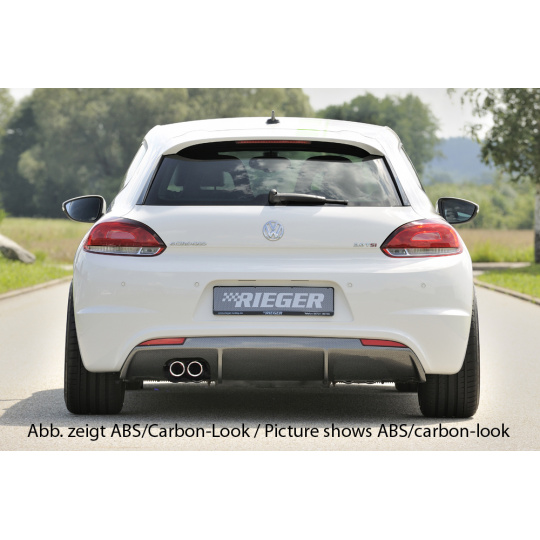 Rieger vložka zadního nárazníku pro R-Line zadní nárazník pro Volkswagen Scirocco 3 13 2-dvéř. vč. faceliftu, plast ABS bez povrchové úpravy, pro orig. dvojitou koncovku vlevo