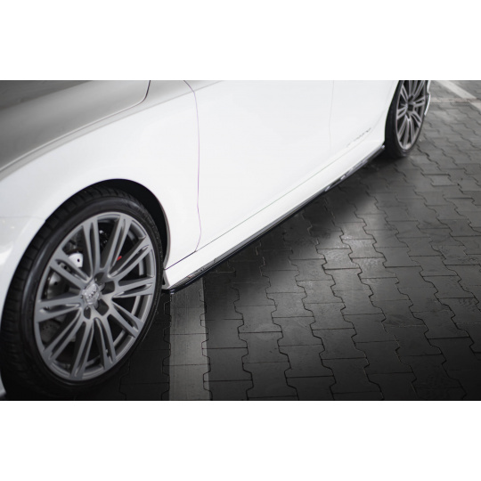 Maxton Design difuzory pod boční prahy ver.2 pro Audi RS7 C7 FL, černý lesklý plast ABS