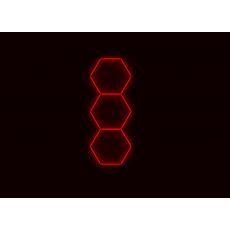 Kompletní LED hexagonové svítidlo červené, rozměr: 3 elementy 97 x 246 cm