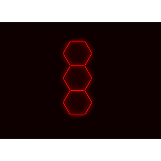 Kompletní LED hexagonové svítidlo červené, rozměr: 3 elementy 97 x 246 cm