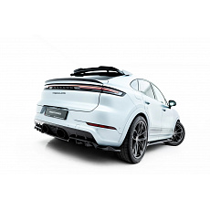 Maxton Design spoiler pod zadní nárazník s žebrováním pro Porsche Cayenne GTS Mk3 Facelift Sport Pack Coupe, černý lesklý plast ABS
