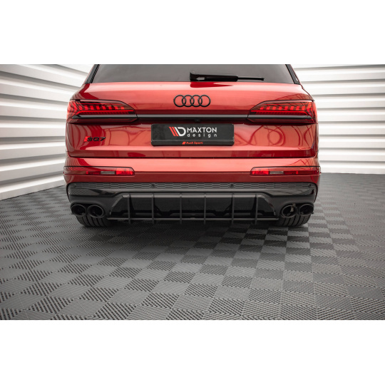 Maxton Design "Street Pro" difuzor zadního nárazníku pro Audi Q7 Mk2 S-Line Facelift, plast ABS bez povrchové úpravy, s červenou linkou