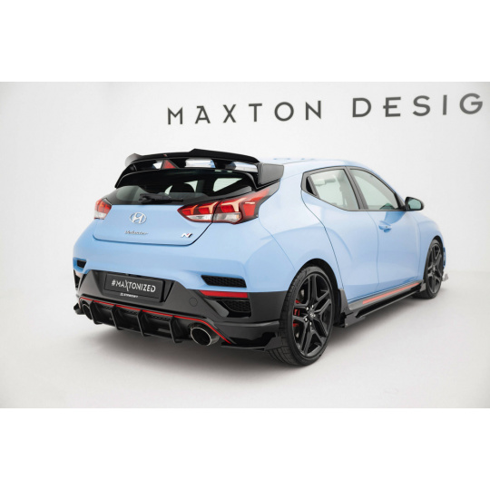 Maxton Design "Street Pro" difuzor zadního nárazníku pro Hyundai Veloster N Mk2, plast ABS bez povrchové úpravy, s černou a červenou linkou