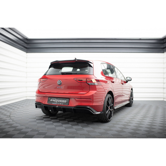 Maxton Design vložka zadního nárazníku pro Volkswagen Golf GTE Mk8, Mk8 Facelift, černý lesklý plast ABS
