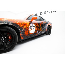 Maxton Design difuzory pod boční prahy pro Dodge Challenger Mk3 RT Facelift, černý lesklý plast ABS