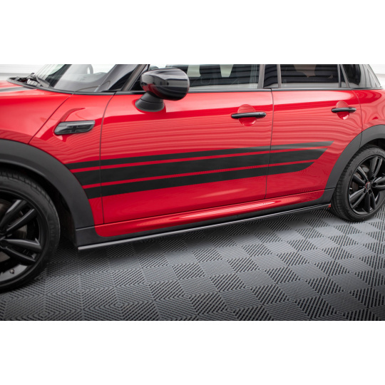 Maxton Design difuzory pod boční prahy pro Mini Cooper F56 JCW Facelift, černý lesklý plast ABS