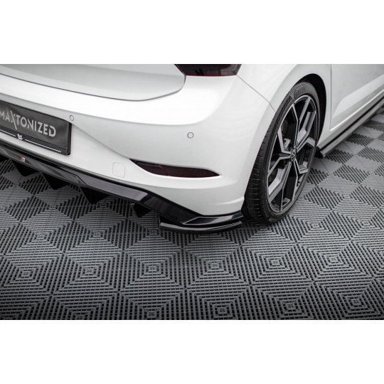 Maxton Design boční difuzory pod zadní nárazník pro Volkswagen Polo GTI Mk6 Facelift, černý lesklý plast ABS