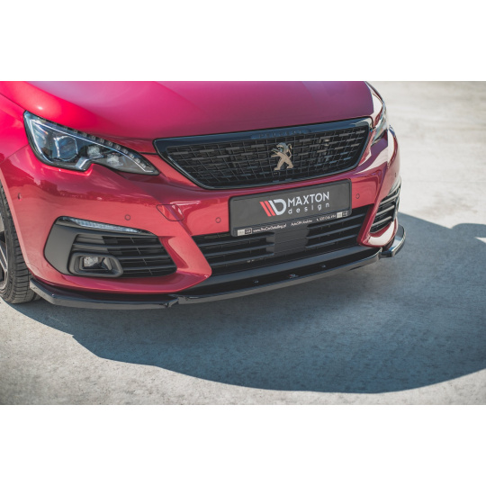 Maxton Design spoiler pod přední nárazník ver.2 pro Peugeot 308 Mk 2 GT, černý lesklý plast ABS