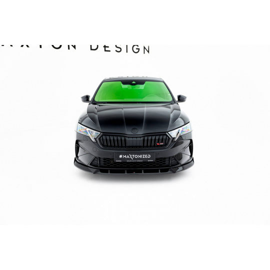 Maxton Design spoiler pod přední nárazník ver.2 pro Škoda Octavia RS Mk4 Facelift, černý lesklý plast ABS, Liftback / Combi
