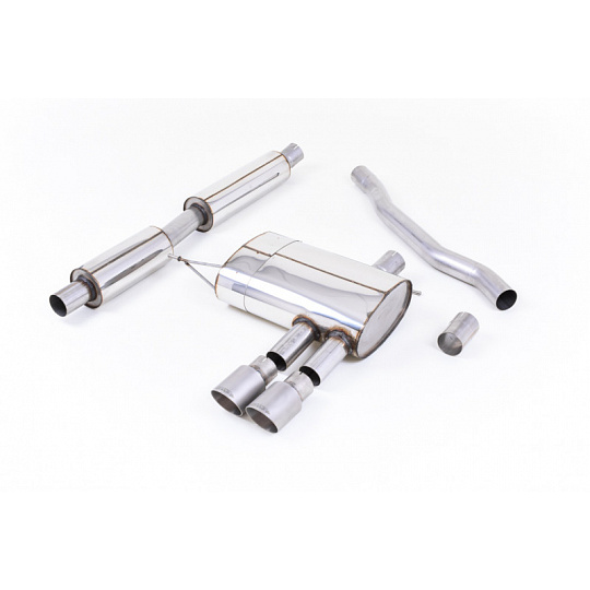 Milltek Sport homologovaný výfuk cat-back s rezonátorem (tišší) pro New Mini Mk3 (F56) Mini Cooper S 2.0 Turbo (UK a EU modely, předfacelift) 2014-2018, titanové koncovky