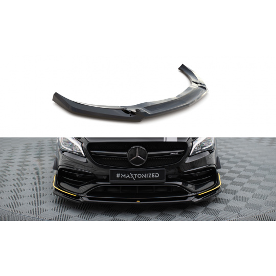 Maxton Design spoiler pod přední nárazník ver.4 pro Mercedes CLA C 117 Facelift 45 Aero, černý lesklý plast ABS