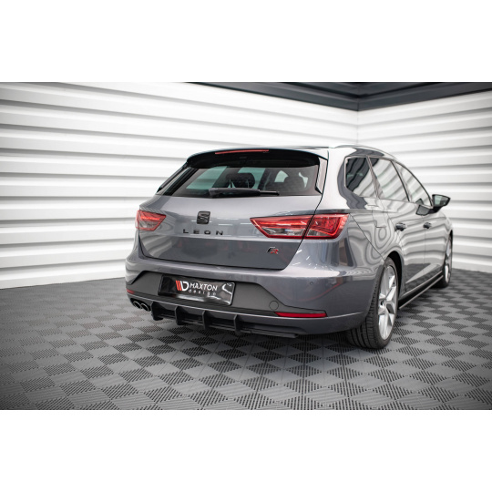 Maxton Design "Street Pro" difuzor zadního nárazníku pro Seat Leon FR Mk3, plast ABS bez povrchové úpravy, s červenou linkou