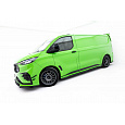 Maxton Design difuzory pod boční prahy pro Ford Transit Custom MSRT L2 Mk2, černý lesklý plast ABS