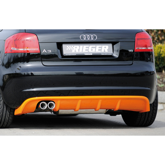 Rieger vložka zadního nárazníku pro Audi A3 8P 5-dvéř., Sportback po faceliftu, plast ABS bez povrchové úpravy, pro dvojitou koncovku vlevo 2x76 mm