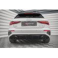 Maxton Design vložka zadního nárazníku s imitacemi koncovek výfuku pro Audi A3 8Y, černý lesklý plast ABS, S-Line, s chromovými imitacemi koncovek